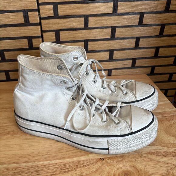 Converse Chuck Taylor All Star White Lift Platform High Top Sneakers Size 10 - Picture 2 of 9